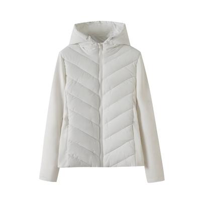 Autumn Women's Fashionable Casual Versatile Long Sleeved Stand Collar Hooded Patchwork Cotton Jacket