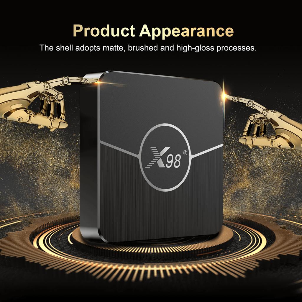 X98 Plus Android 11.0 Smart TV Box Amlogic S905W2 UHD 4K Media Player 2.4G/5G Dualband WiFi BT AV1