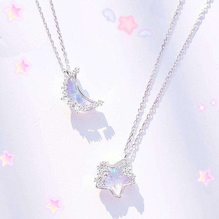 

2023 Cute Trendy Star Moon Sugar Necklace New Moon Cloud Collarbone Chain Will Change Color Sugar Birthday Women s Gifts Jewelry