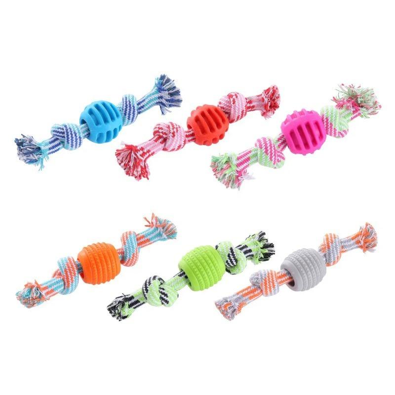 TPR Ball & Cotton Rope Dog Toy - Teeth Cleaning, Interactive Play, Washable & Durable