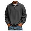 Men's Long Sleeve Sweatshirt with Button and Ribbed Trim Casual Pullover Top
