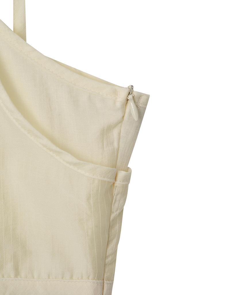 Marot Sheer Stripe Slip Dress_Cream