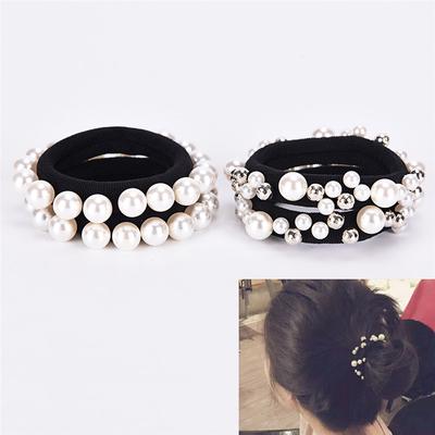 Strass Kristall Perle Haarband Seil elastische Pferdeschwanzhalter Frau
