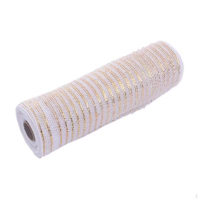 Poly Mesh Ribbon Metallic Gold Foil Roll Width 26cm Reusable 10Yard Decorative for Art