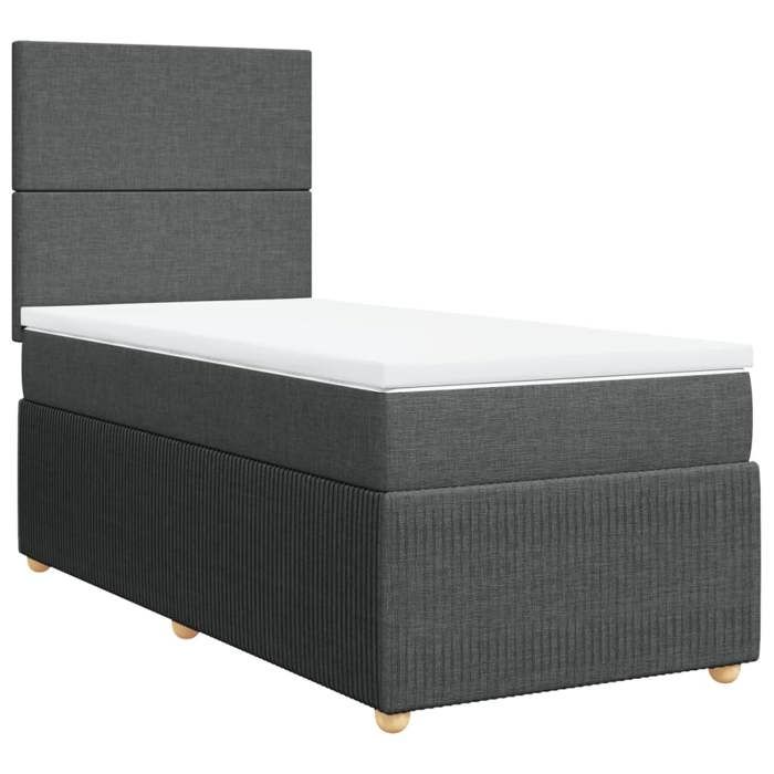 VidaXL Sommier à lattes de lit avec matelas Gris foncé 90x200 cm Tissu 3294233