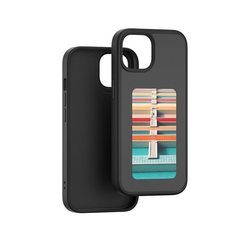 DIY 4-Color E-Ink Screen Phone Case IPhone 11 To 16 Pro Max With Magnetic Mount Anti-Fingerprint Shockproof Silicone Cover