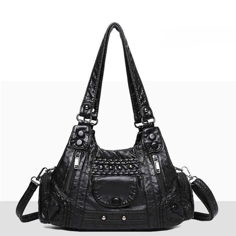 Veske Kvinnemote Mykt Skinn Single Shoulder Crossbody Bag Large Capacity Bag Retro Leisure Bag