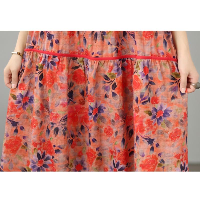 DIMANAF New 2026 Women Plus Size Summer Long Dress Sundress Loose Oversize Maxi Lady Floral Cotton Beach Dress