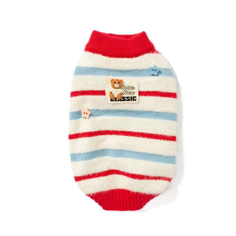 Cozy Striped Faux Mink Sweater for Small/Medium Dogs & Cats - Autumn/Winter Pet Apparel