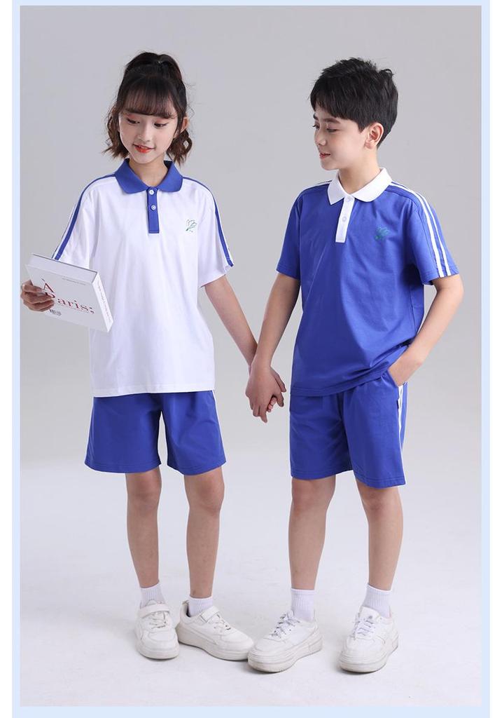 Shenzhen School Uniform Summer Sports Set: Combed Cotton Short Sleeve & Long Pants for Boys & Girls