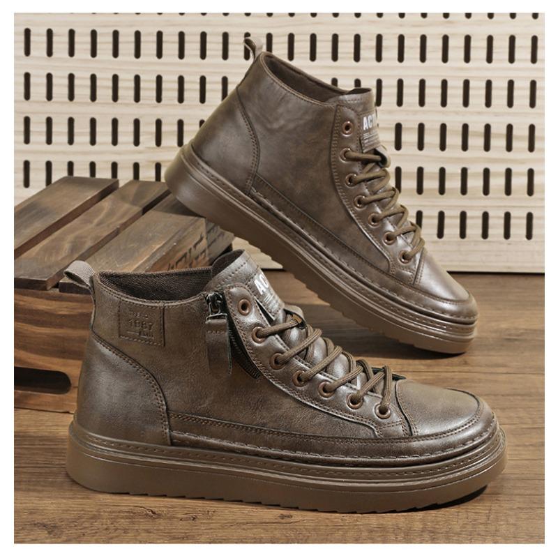 Mens High Top Martin Boots Fashion Versatile Non Slip Wear Resistant Work Boots