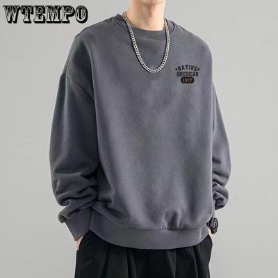 Men Casual Sweatshirt  Men Harajuku Streetwear Pullover Male Patchwork Loose O-Neck Fashion Men Clothes