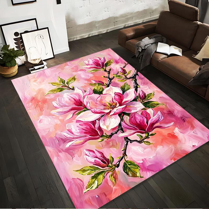 

Pink Magnolia Flower Art Carpet for Living Room, Abstract Floral Design Suitable for use as an anti-slip for living room bedroom sofas 40x60cm( 15x23in )