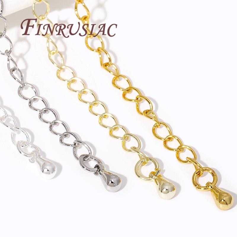 2/5/10Pcs 18K Gold Color Extension Extended Tail Chains with Lobster Clasps Connectors For Jewelry Making DIY Bracelet Findings