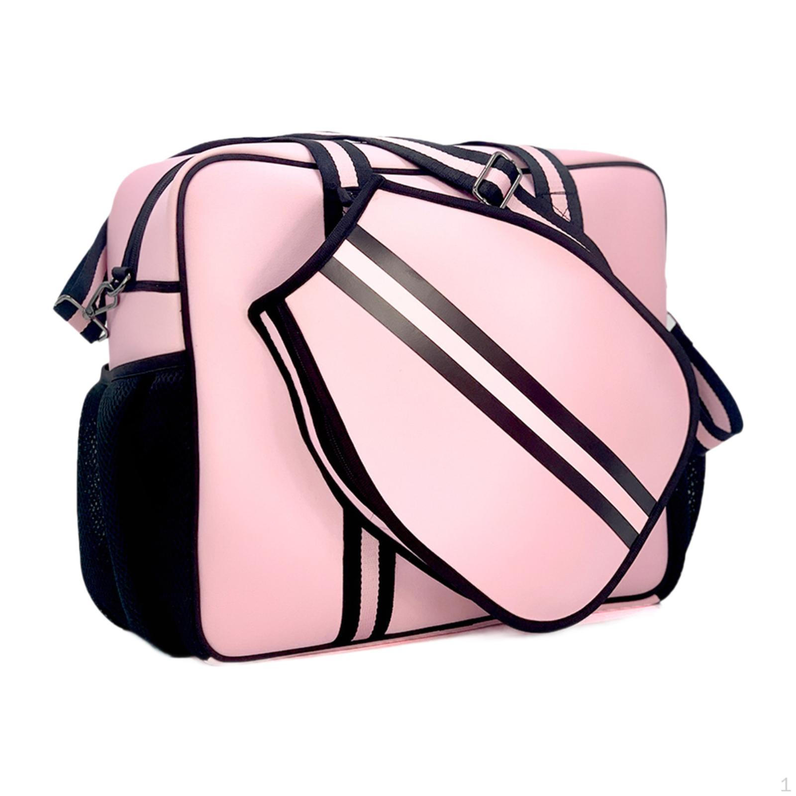 

Pickleball And Badminton Bag with Adjustable Removable Strap Pink and Black