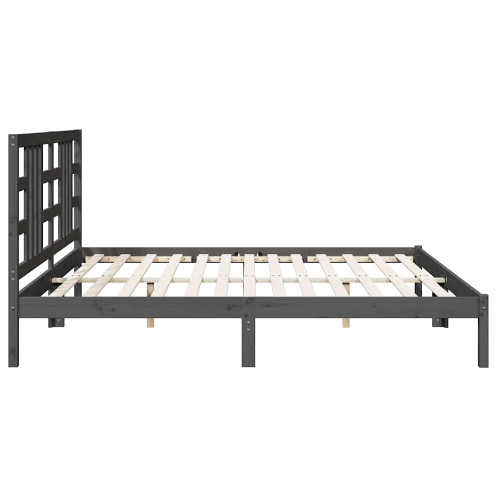 Solid Wood Bed Gray 200 x 200 cm