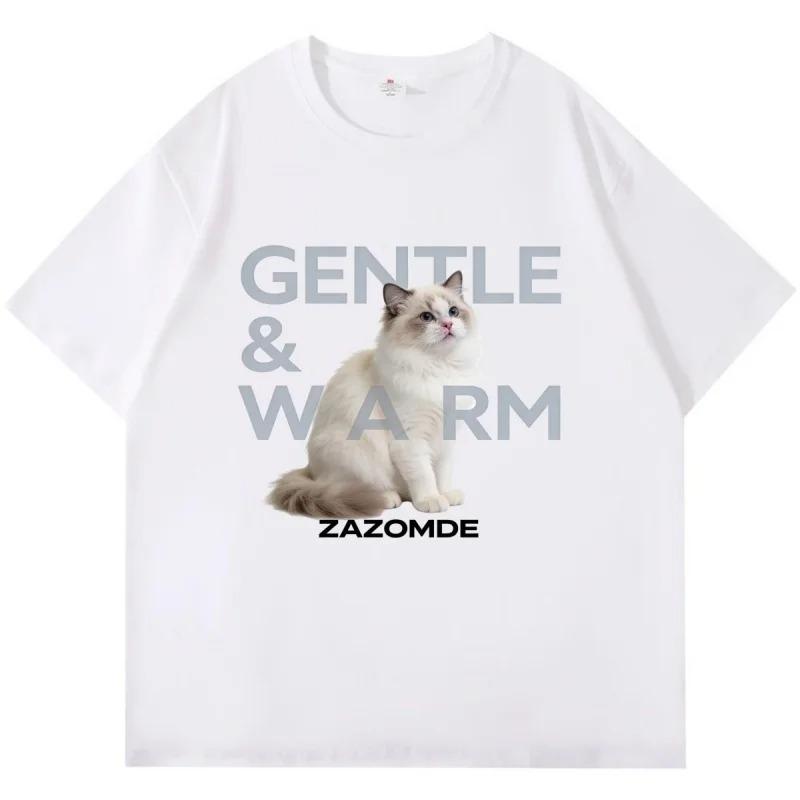 

Korean Style Cat T Shirt Cat Graphic Short Sleeve Casual Top Cat Lover Gift for Women Unisex Simple Black Minimalist S
