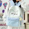 Schoolbag Japanese contrasting color plaid large-capacity backpack cute student backpack junior high school high school student campus schoolbag