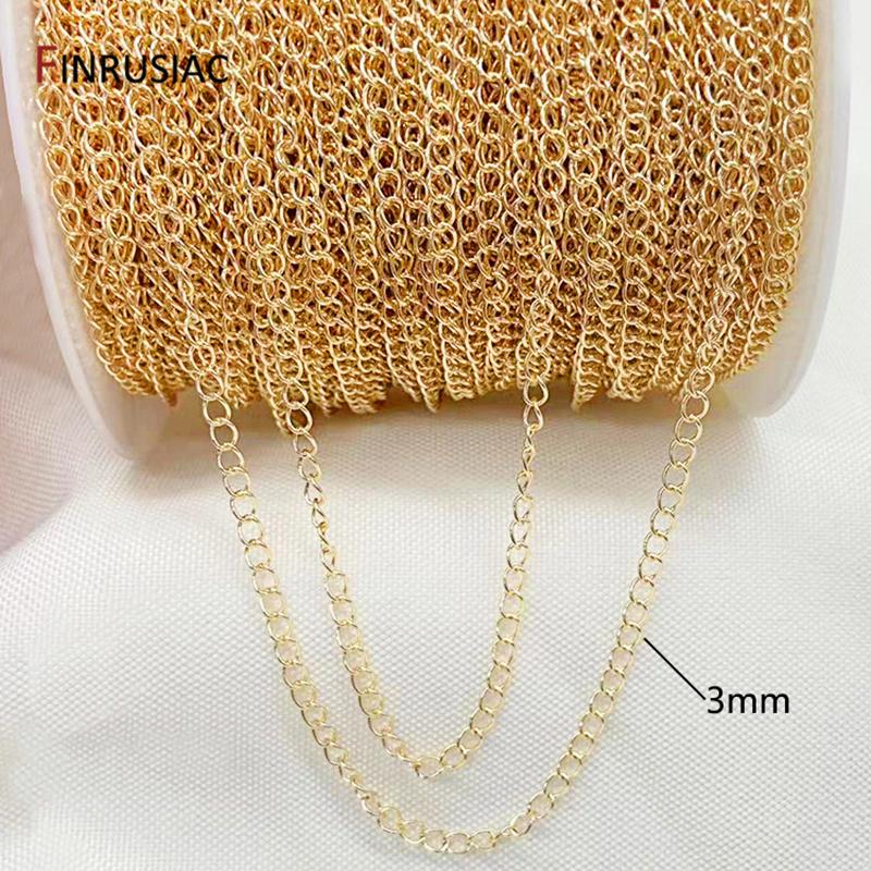 

Wholesale 14K Real Gold Plated Brass 1.3mm Thin Link Chain For DIY Jewelry Making, Cable Bulk Chain For Needlework Accessories Length 1m