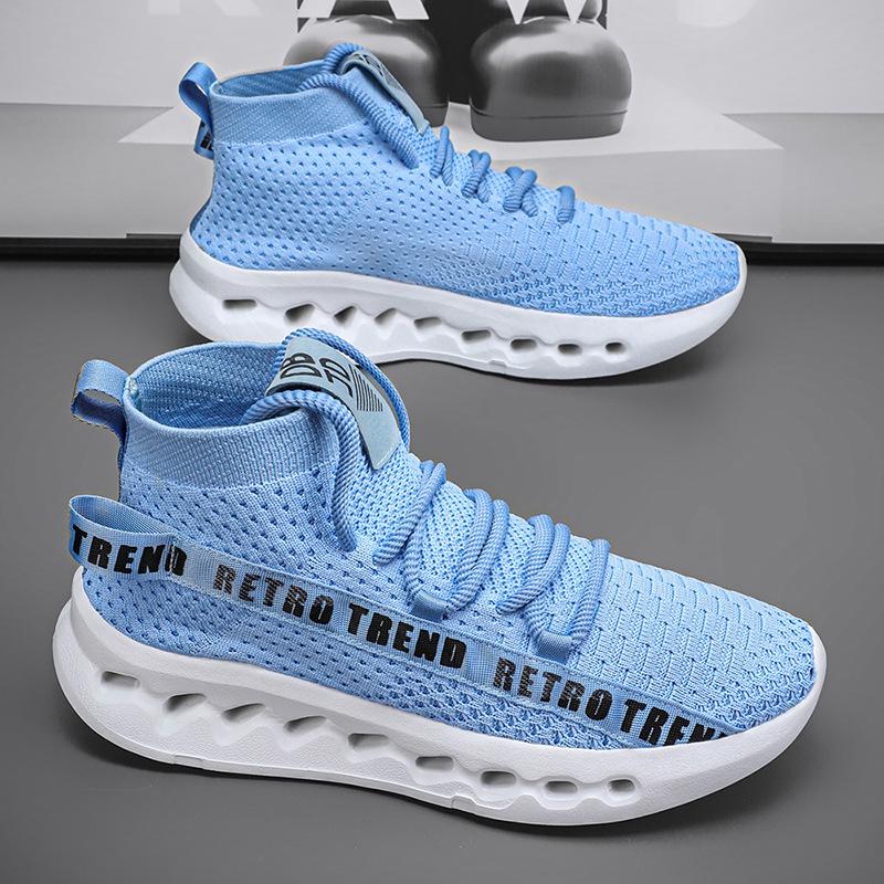 Shoes New mesh fly-woven sneakers large size youth running shoes flame sole lightweight casual coconut shoes