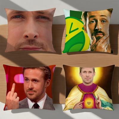 Cushion Funny Cover Soft Face Comfort rRyan Pillowcase for Sofa Nap Living Gosling Room Party Home Pet Meme Decor Pillowcover