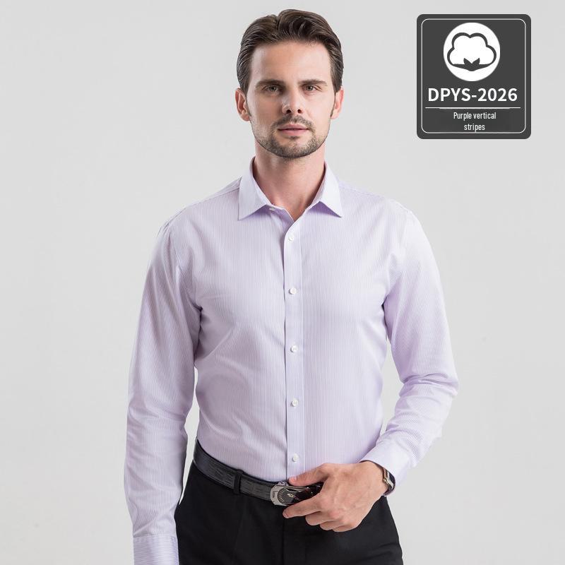 2022 Premium Men's Long-Sleeve Iron-Free Pure Cotton Shirt - Light Luxury Business Wear