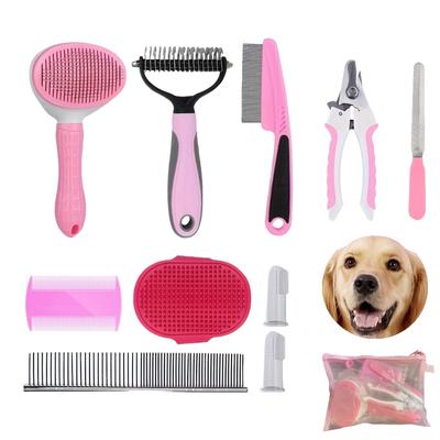 Dog Grooming Brush Set of 10 Pieces - Hair Removal Brush for Short Haired Dogs, Brush for Grooming Small Dogs