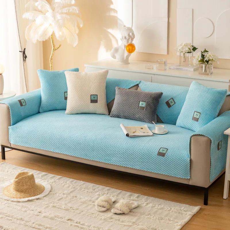 

1/2/3-местные чехлы для диванов для гостиной, домашний декор, чехлы для мебели, скандинавские утолщенные зимние чехлы для диванных подушек, нескользящие L-образные чехлы 70x70