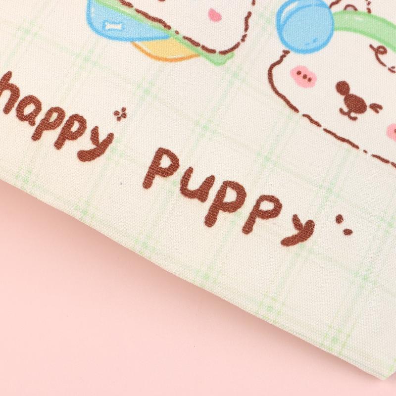 Happy Puppy Cosmetic Bag Lovely Cartoon Little Dog Makeup Storage Bag Travel Toiletry Bag Large Capacity Canvas Storage Pouch