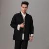 Men's Ethnic Style Tang Suit Jacket: Reversible Cotton-Linen Long Sleeve Hanfu for Spring/Autumn