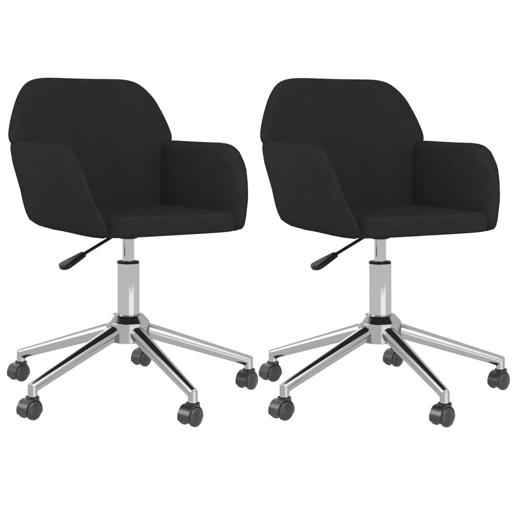 Dining Room Chairs 2 Pcs Swivel Black Fabric