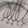 Y2K punk star moon sun metal pendant necklace, unisex, hip-hop personality trend pendant, simple wax rope necklace, jewelry