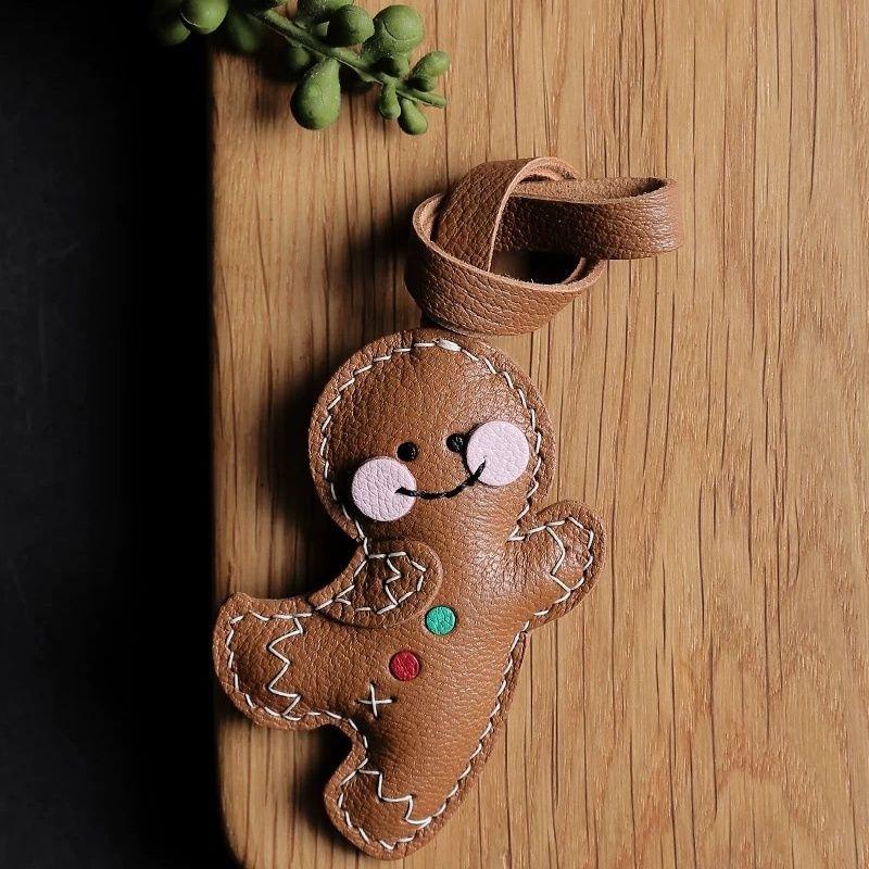 

Пряничный человечек ручной работы, подвеска-украшение, брелок, креативный подарок, рождественский мультфильм коричневый