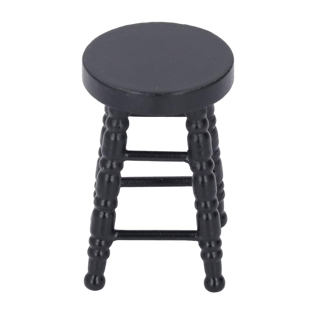 1:12 Scale Dollhouse Stool Chair Wooden Handcrafted Scene Ornament Model Miniature Round Stool