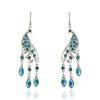 Bohemian Ethnisch Lang Blau Acryl Kristall Wassertropfen Ohrringe für Damen Retro Temperament Geometrisch Hängende Ohrringe Schmuck