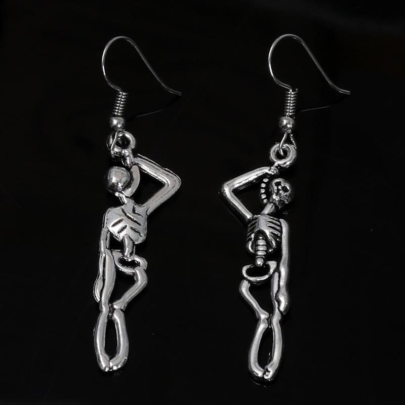 

Новые ювелирные изделия в стиле панк, преувеличенные серьги с человеческим черепом, темно-готические серьги со скелетом, подарок на Хэллоуин