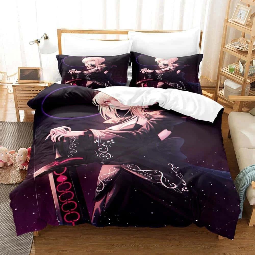 3D Printed Anime FateStay Night Saber Bedding Set Single Twin Full Queen King Size Bed Set Adult Kid Bedroom Duvet cover Sets