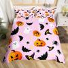 Cute Ghost Duvet Cover Halloween Theme Yellow Bedding Set Pumpkin Lantern Floral Ghosts Comforter Cover Polyester Quilt Cover