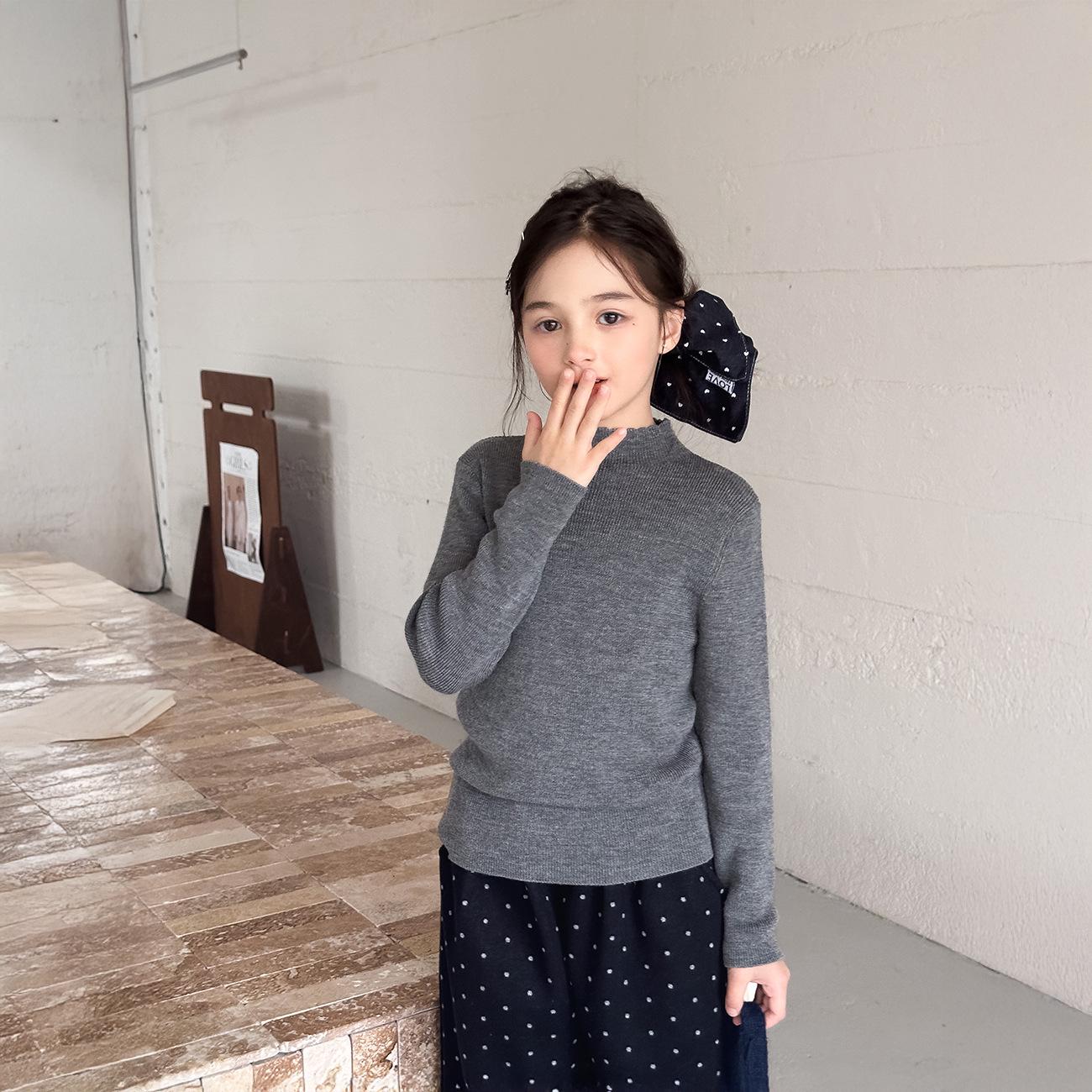 Yuchen Girls  Solid Color Knitwear: Winter 2025 Comfortable Warm Base Layer 130