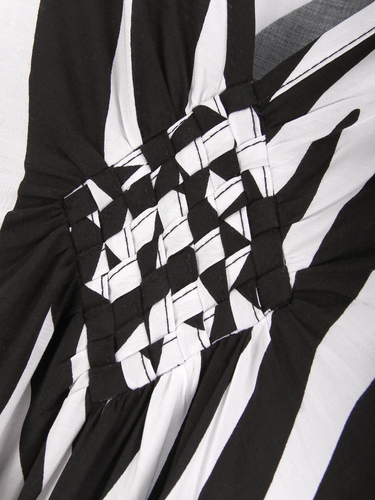 EDOLYNSA Schicker gestreifter Kaftan Strandkleid Damen Homewear übergroßer Kaftan frisches Kleid frisches Kleid Hausmantel Q1297