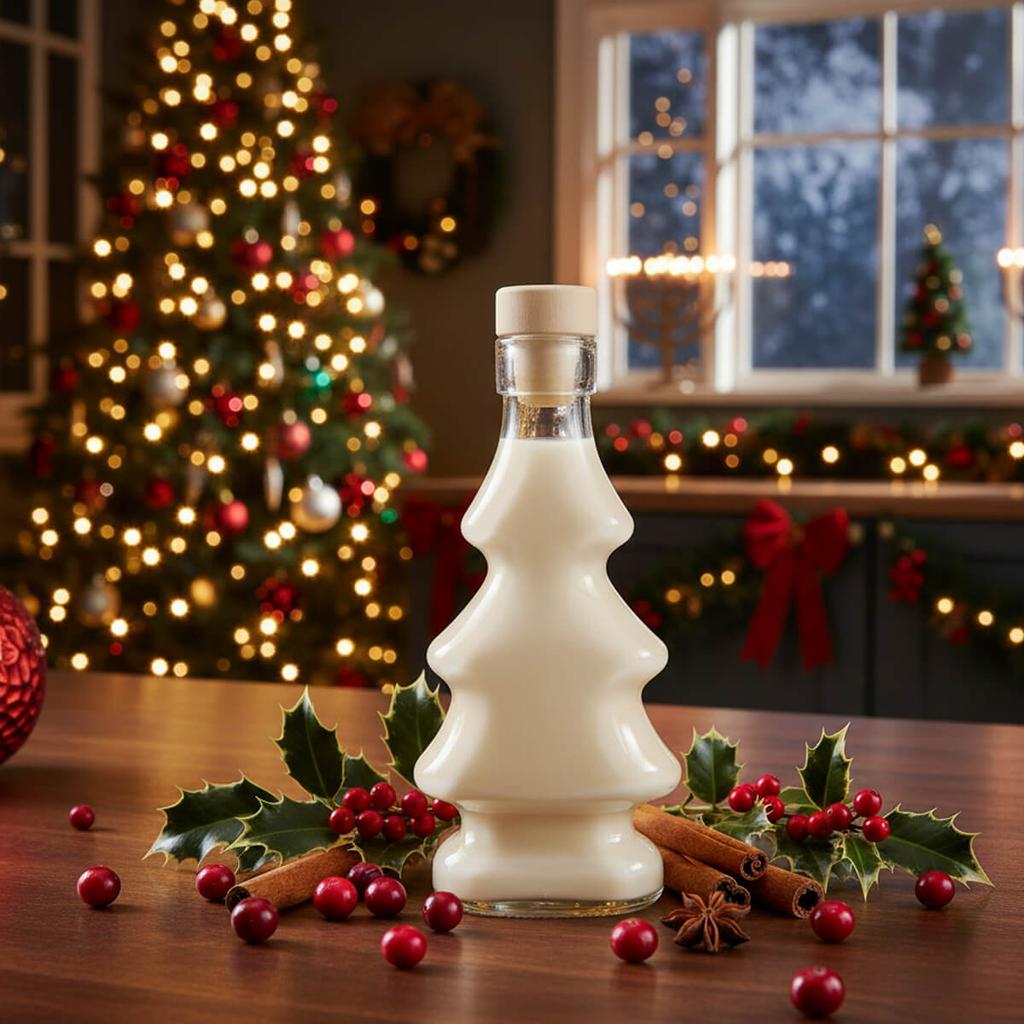 20x BOTTIGLIE DI VETRO ALBERO DI NATALE 3D BOTTIGLIA DA 100ml PER SCIROPPO, LIQUORE, SUCCO NATALE
