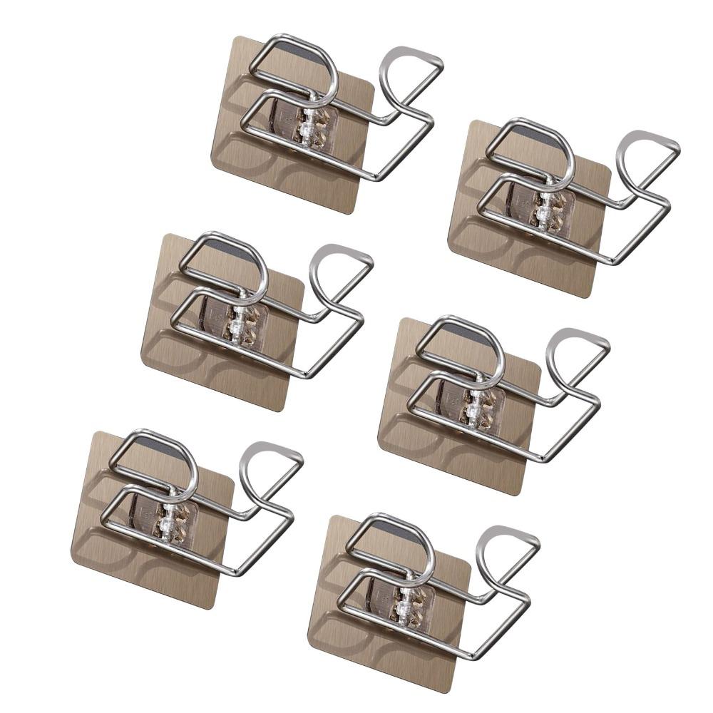 6 PCS Stainless Steel Self Adhesive Hook Hole Free Installation Basin Hanger Home Supply