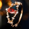 Luxury Female White Red Zircon Stone Finger Engagement Ring Vintage Gold Color Wedding Band Bridal  For Women