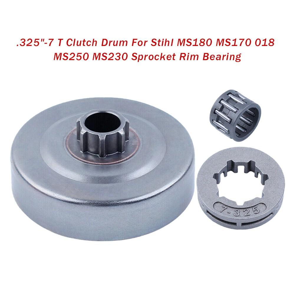 0.325"-7 T Clutch Drum For MS180 MS170 018 M50 M30 Sprocket Rim Bearing