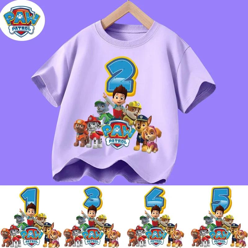 1-12 years old summer Polyester T-shirt for PAW Patrol children's short-sleeved casual top for girls and boys with cartoon print