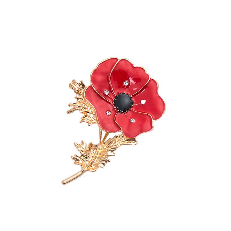 

Poppy Corsage Fashion Oil Painting Flower Rhinestone Brooch синий