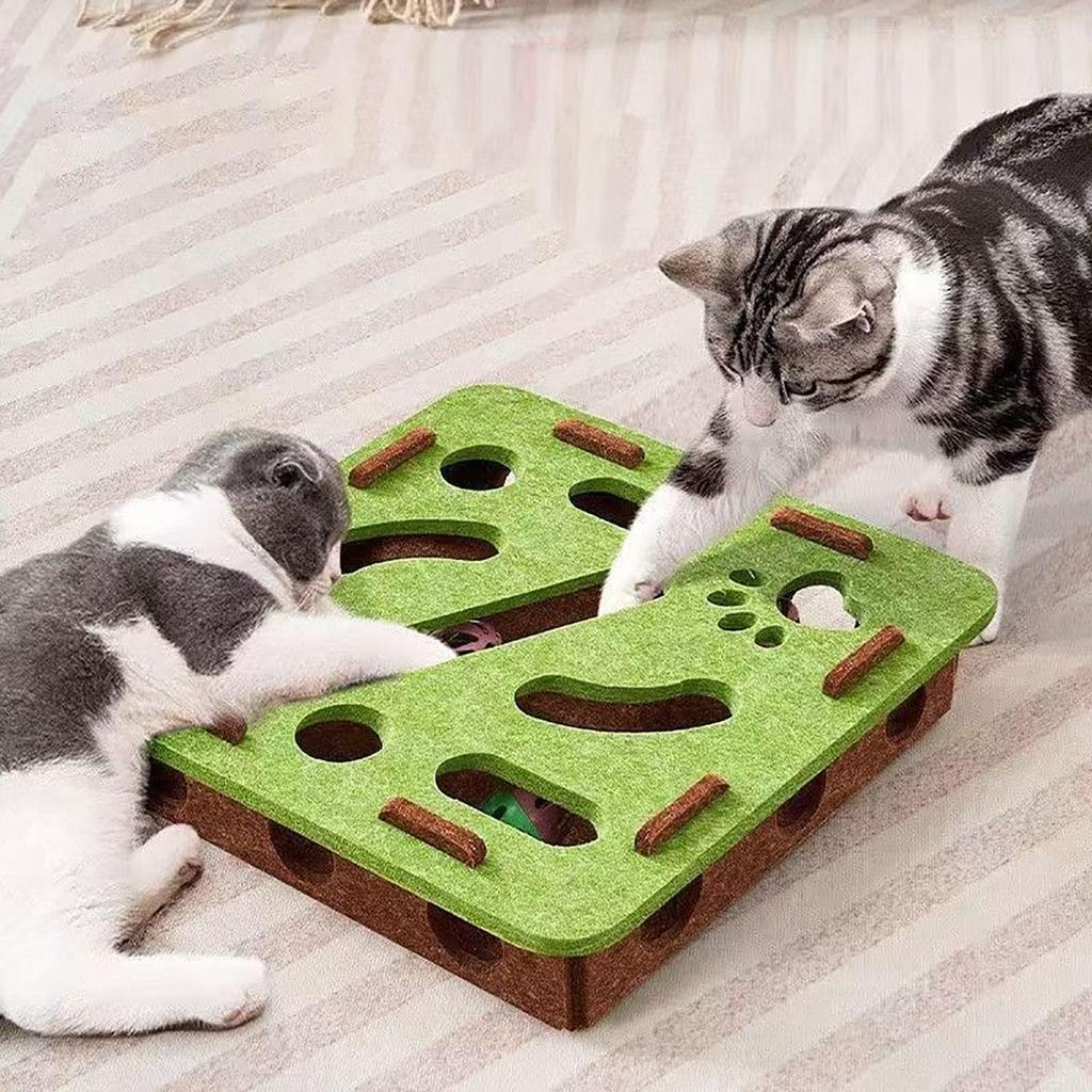 Nailfile Enrichment Box With Bell For Indoor sscratchingand Hunting Mental Felt Maze Box Scratchpuzzleenrichment Box