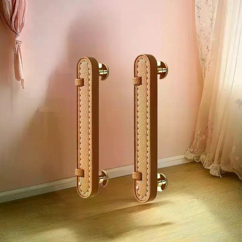 Zinc Alloy Leather Furniture Handles Cabinet Knobs for Shoe Cabinet Kitchen Cupboard Drawer Door Pulls Home Hardware Accessories