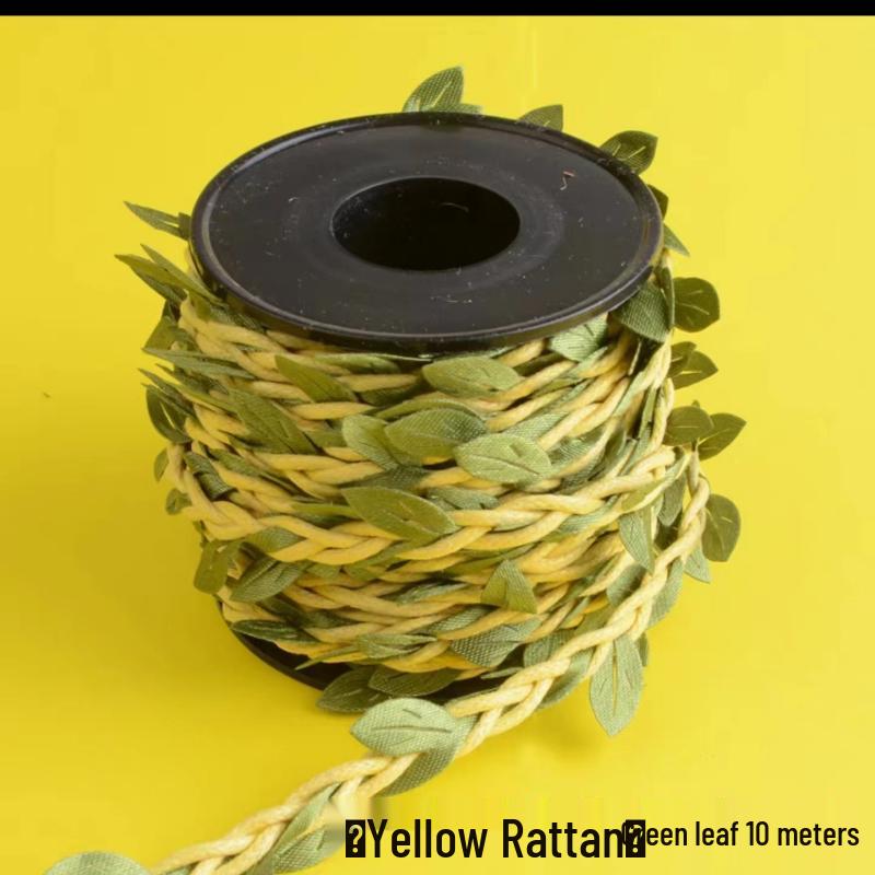 Jute Rope with Rattan Green Leaves for DIY Air Conditioner Pipe Decoration and Crafts