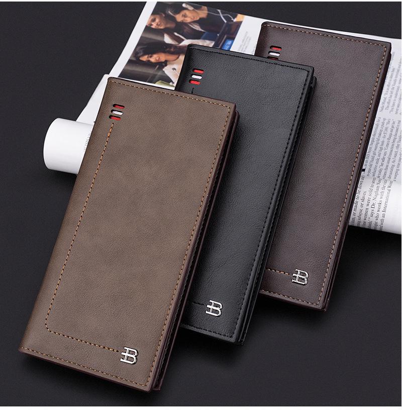 Baellerry Men's Retro Long Wallet with Multi-Card Slots and Money Clip